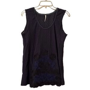 🍒 Free People Embroidered Floral Tank Top Blouse Size Large